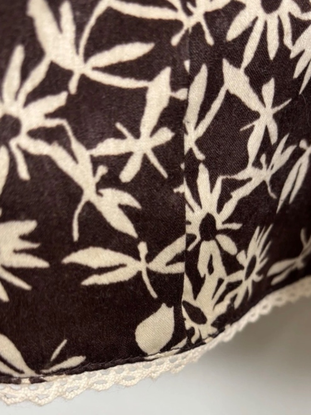 Urban Outfitters NWT Brown Floral Lace Trim Slip Mini Dress Small Cottagecore - Picture 5 of 9